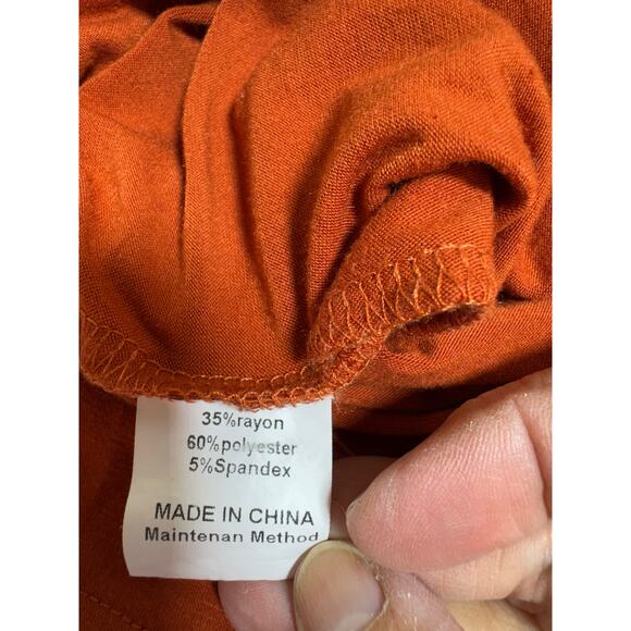 Anrabess Women’s Romper Jumpsuit Sz XL Harem Wide Leg Rust Color Spaghetti Strap - Picture 9 of 10